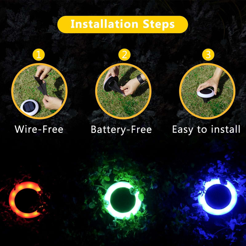 Nekepy Solar Garden Light Weatherproof Motion Sensor Light 7 Colors Solar Light 2 Shift Modes Suitable for Pathway Patio Pool LED Light Wire-Free and Battery-Free Outdoor Solar Light