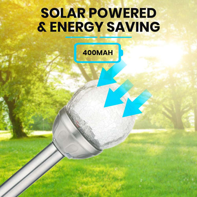 Solar Lamp Crackle Glass Globe Stake Lights 1 Pack: Warm White Solar Garden Light Outdoor Waterproof Stake Lights Solar Powered Pathway Stake for Lawn Walkway Decor Solar Powered Light
