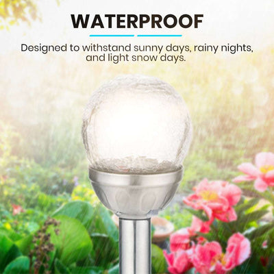 Solar Lamp Crackle Glass Globe Stake Lights 1 Pack: Warm White Solar Garden Light Outdoor Waterproof Stake Lights Solar Powered Pathway Stake for Lawn Walkway Decor Solar Powered Light