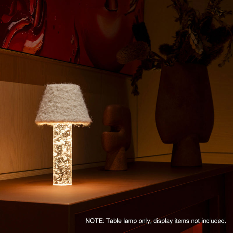 Moorgen Wool Table Lamp – Quartz / Glass, Wireless Charging Option