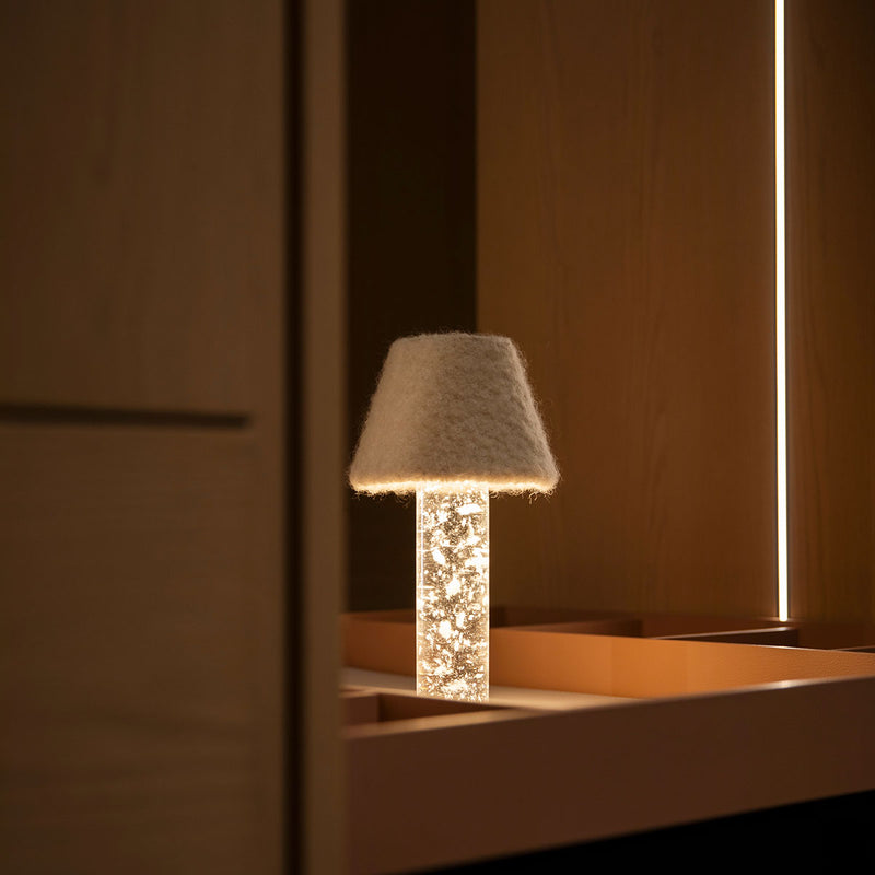 Moorgen Wool Table Lamp – Quartz / Glass, Wireless Charging Option