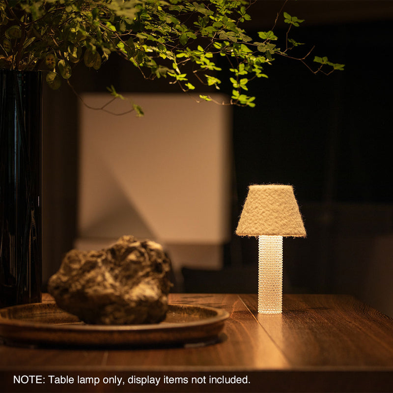 Moorgen Wool Table Lamp – Quartz / Glass, Wireless Charging Option