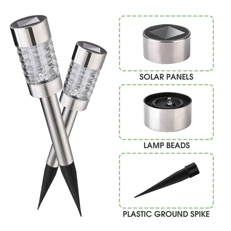 Nekepy Solar Lights Outdoor 6 Pack Stainless Steel Pathway Waterproof Landscape Light LED Garden Lights Solar Powered for Pathway Walkway Patio Yard Driveway Decorations