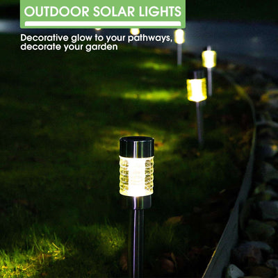 Nekepy Solar Lights Outdoor 6 Pack Stainless Steel Pathway Waterproof Landscape Light LED Garden Lights Solar Powered for Pathway Walkway Patio Yard Driveway Decorations