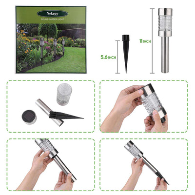 Nekepy Solar Lights Outdoor 6 Pack Stainless Steel Pathway Waterproof Landscape Light LED Garden Lights Solar Powered for Pathway Walkway Patio Yard Driveway Decorations