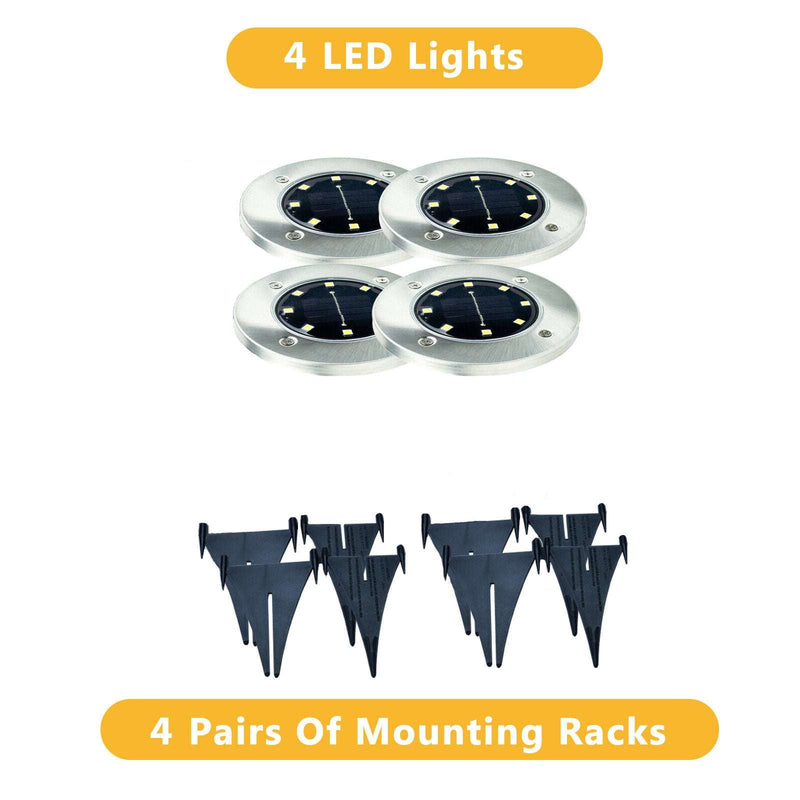 Nekepy Solar Charge Light Automatic Light Sensor Switch 8 LED Light Bulb IP44 Weatherproof Solar Light Stainless Steel and Plastic Light Colorful Pathway Solar Light