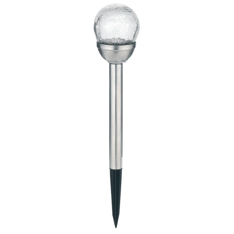 Solar Lamp Crackle Glass Globe Stake Lights 1 Pack: Cold White + Colour Changing Solar Garden Light Outdoor Waterproof Stake Lights Solar Powered Pathway Stake for Lawn Walkway Decor Solar Powered Light